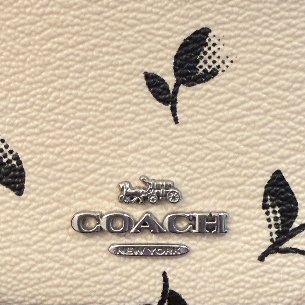 Coach Mini Skinny ID Card Holder White & Black Floral CP346 NWOT - Picture 4 of 13